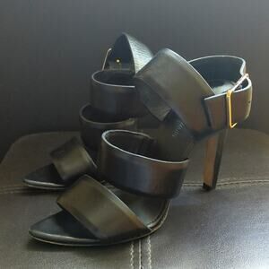 Alexander Wang Kerry Leather Strappy Pointed Toe Sling Back Heels Sandals